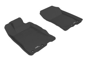 Honda Insight Floor Mat Set - Front - 3D MAXpider - Kagu Series, Carbon Fiber Embossed - Black - `10-`14